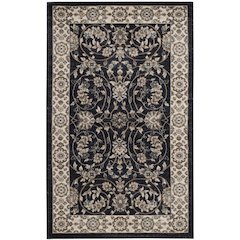 Anthracite and Cream Area Rug with Power Loomed Polypropylene Pile, Jute Backing