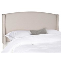 AUSTIN TAUPE WINGED  HEADBOARD - SILVER NAIL HEAD