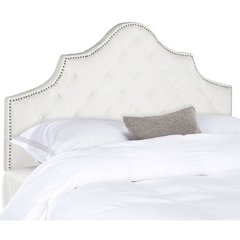 AREBELLE WHITE VELVET TUFTED HEADBOARD - SILVER NAIL HEAD, MCR4035H-F