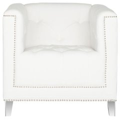 HOLLYWOOD GLAM TUFTED ACRYLIC WHITE CLUB CHAIR W/ SILVER NAIL HEADS, MCR4212A