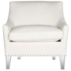 HOLLYWOOD GLAM TUFTED ACRYLIC WHITE CLUB CHAIR W/ SILVER NAIL HEADS, MCR4214A