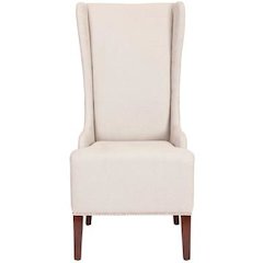 BECALL 20''H LINEN DINING CHAIR - SILVER NAIL HEADS