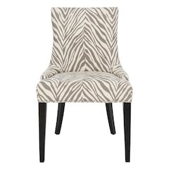 BECCA 19''H  GREY/WHITE ZEBRA  DINING CHAIR - SILVER NAIL HEADS