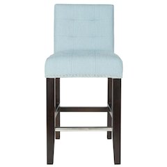 THOMPSON 23.9" LINEN COUNTER STOOL W/ SILVER NAILHEADS, MCR4511G