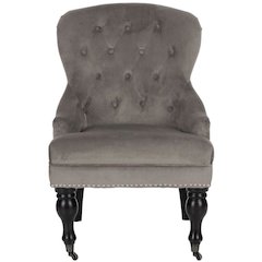 FALCON TUFTED ARM CHAIR W/ SILVER NAIL HEADS