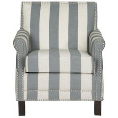 EASTON CLUB CHAIR WITH AWNING STRIPES - SILVER NAIL HEADS, MCR4572J