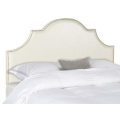 HALLMAR WHITE LEATHER HEADBOARD - SILVER NAIL HEAD, MCR4027N