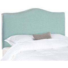 JENEVE SKY BLUE WINGED HEADBOARD - SILVER NAIL HEAD