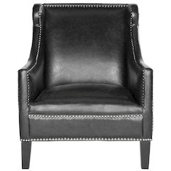 MCKINLEY LEATHER CLUB CHAIR - SILVER NAIL HEADS