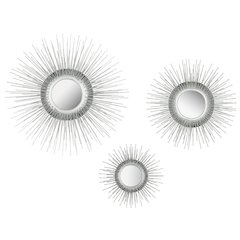 Sunburst Triptych Mirror Set Of 3, Silver