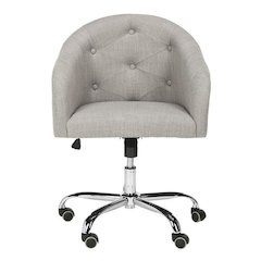AMY TUFTED LINEN CHROME LEG SWIVEL OFFICE CHAIR