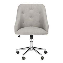 EVELYNN TUFTED LINEN CHROME LEG SWIVEL OFFICE CHAIR
