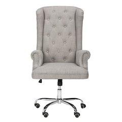 IAN LINEN CHROME LEG SWIVEL OFFICE CHAIR