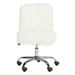 WHITNEY FAUX SHEEPSKIN CHROME LEG SWIVEL OFFICE CHAIR