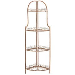 Abarrane Wrought Iron 4 Tier Outdoor Corner Shelf