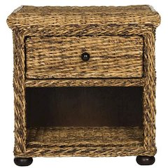 MAGI NATURAL BROWN WICKER NIGHTSTAND WITH DRAWER AND 8"H STORAGE