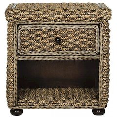 MUSA BRAIDED BROWN WASH WICKER NIGHTSTAND WITH DRAWER AND 8"H STORAGE