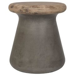 Button Indoor/Outdoor Modern Concrete Round 18.1-Inch H Accent Table