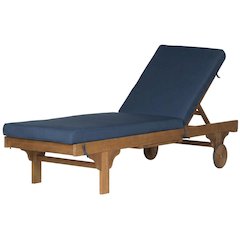 Outdoor Lounge Chair With Side Table In Eucalyptus Wood And Silver Finish