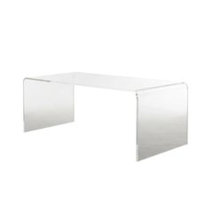 Clear acrylic coffee table with sleek design and lightweight build