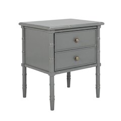 Wood Nightstand with 2 Drawers and Cast Iron Hardware for Bedroom Storage