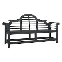 Dark Slate Grey Acacia Bench with Galvanized Steel Frame for Outdoor Use