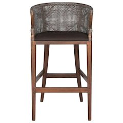 Dark Brown Adventure Bar Stool with Wood Frame and Foam Cushion