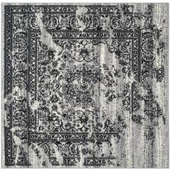 Adirondack, SILVER / BLACK, 4' X 4' Square, Area Rug, ADR101A-4SQ