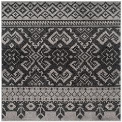 Adirondack, SILVER / BLACK, 6' X 6' Square, Area Rug, ADR107A-6SQ