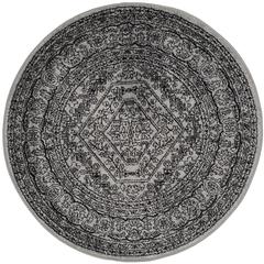 Adirondack, SILVER / BLACK, 4' X 4' Round, Area Rug, ADR108A-4R
