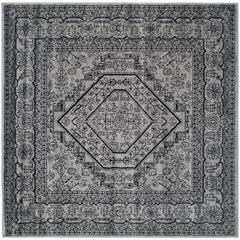 Adirondack, SILVER / BLACK, 4' X 4' Square, Area Rug, ADR108A-4SQ