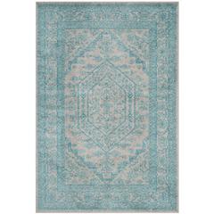 Adirondack, LIGHT GREY / TEAL, 5'-1" X 7'-6", Area Rug