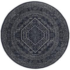 Adirondack, NAVY / IVORY, 6' X 6' Round, Area Rug