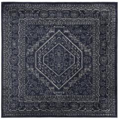 Adirondack, NAVY / IVORY, 6' X 6' Square, Area Rug