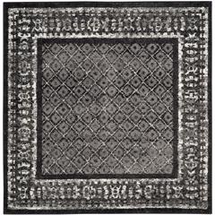 Adirondack, BLACK / SILVER, 6' X 6' Square, Area Rug, ADR110A-6SQ