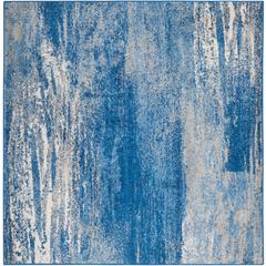 Adirondack, SILVER / BLUE, 4' X 4' Square, Area Rug, ADR112F-4SQ