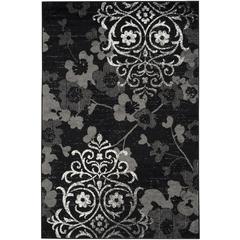 Adirondack, BLACK / SILVER, 4' X 6', Area Rug, ADR114A-4