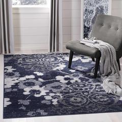 Adirondack, NAVY / SILVER, 4' X 6', Area Rug