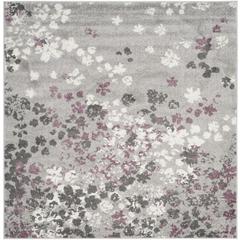 Adirondack, LIGHT GREY / PURPLE, 6' X 6' Square, Area Rug, ADR115M-6SQ