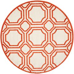 AMHERST, IVORY / ORANGE, 7' X 7' Round, Area Rug, AMT411F-7R