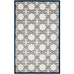 AMHERST, IVORY / NAVY, 5' X 8', Area Rug, AMT413M-5