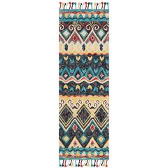 ASPEN, BLUE / RED, 2'-3" x 13'-0", Area Rug