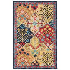 ASPEN, BLUE / ORANGE, 3' X 5', Area Rug