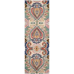 BELLA, IVORY / BLUE, 2'-3" X 9', Area Rug