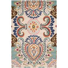 BELLA, IVORY / BLUE, 5' X 8', Area Rug, BEL118A-5