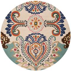 BELLA, IVORY / BLUE, 7' X 7' Round, Area Rug