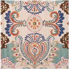 BELLA, IVORY / BLUE, 7' X 7' Square, Area Rug