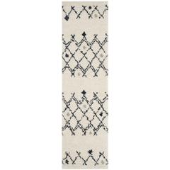 BERBER SHAG, CREAM / NAVY, 2'-3" X 8', Area Rug
