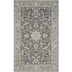 BLOSSOM, DARK GREY / LIGHT BROWN, 6' X 9', Area Rug