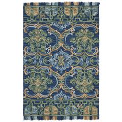 BLOSSOM, NAVY / GREEN, 4' X 6', Area Rug